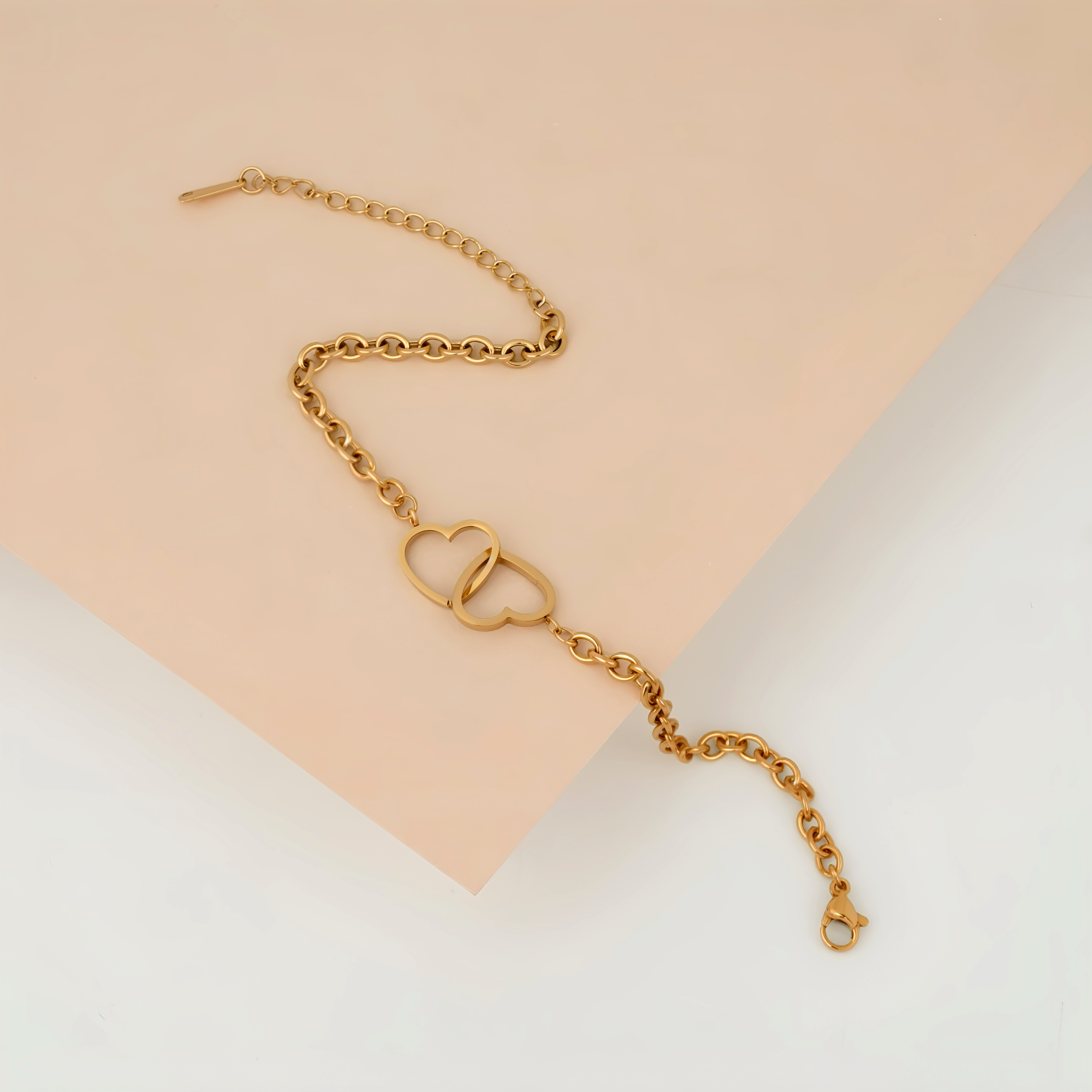 Double Heart Charm Bracelet